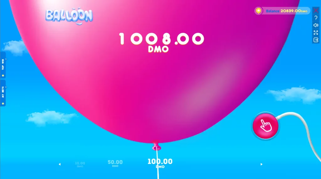 Экран выигрыша в Balloon